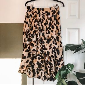 Nasty Gal Leopard Wrap Midi Skirt